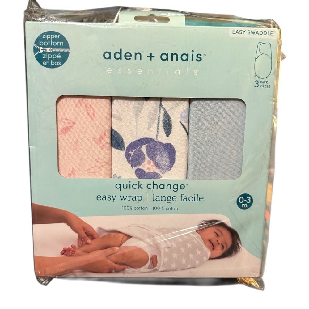 Aden + Anais Essentials Swaddle Set - Pink, Blue, and Floral 3 pk 100% cotton